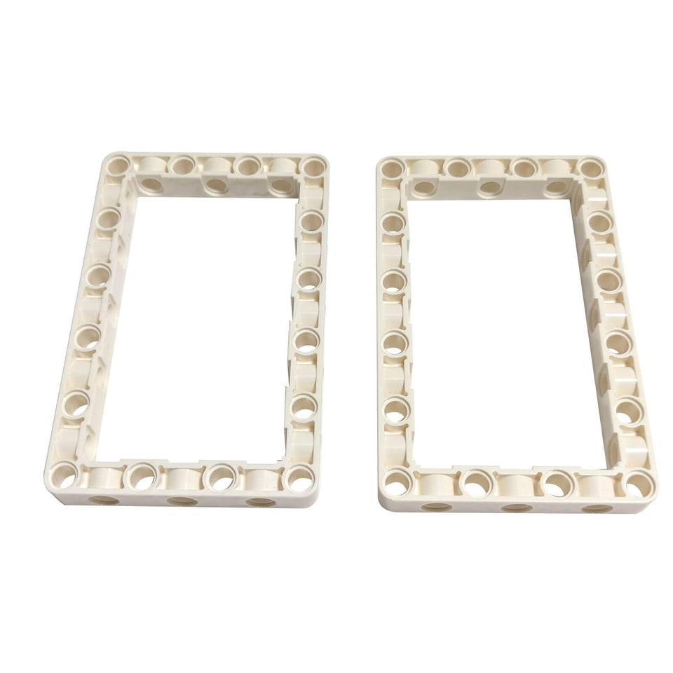 White Technic liftarm modified frame thick 7x11 with open center, part 39794, rigid structural frame for technic builds
