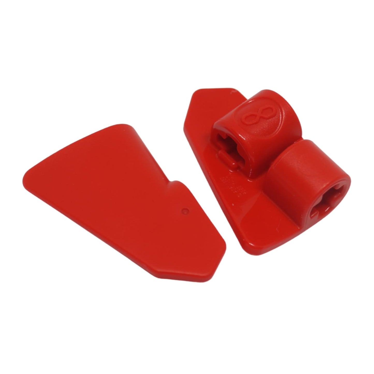 Red Technic panel fairing #8, very small smooth short piece, Side B, used for compact aerodynamic builds
