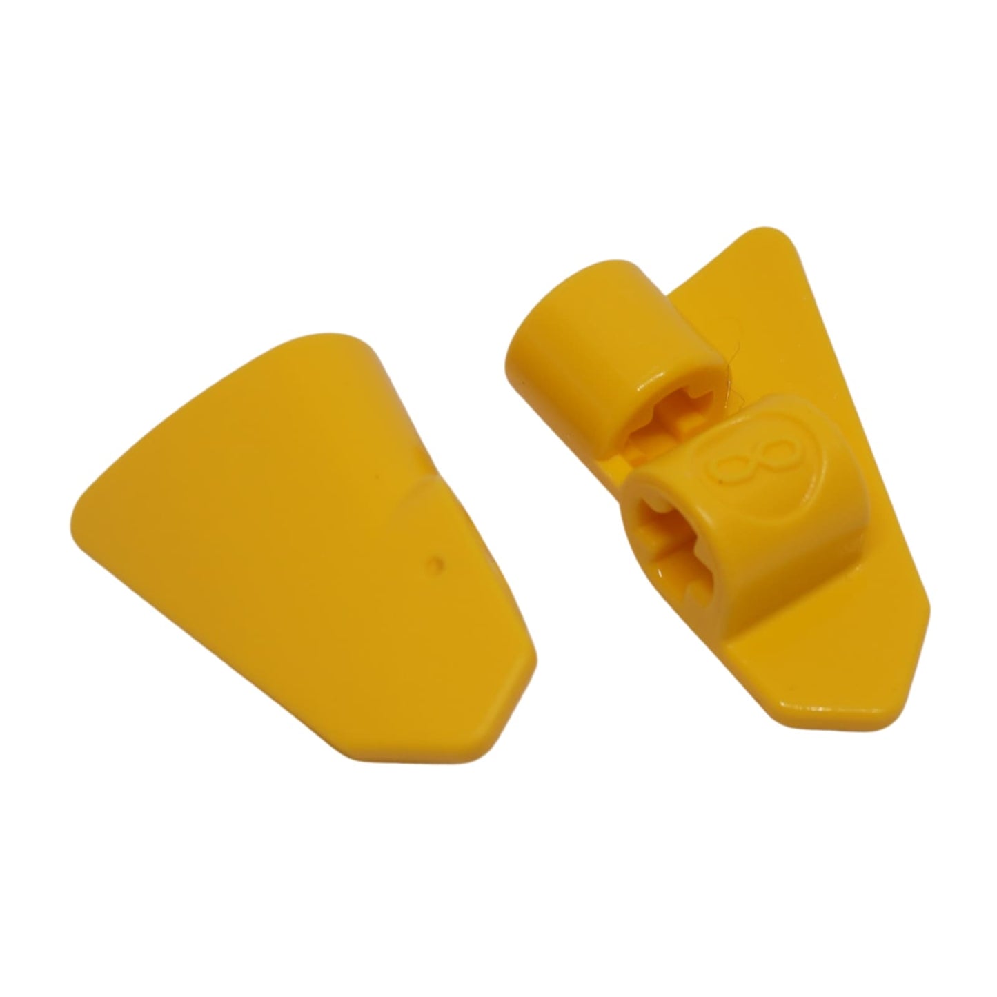 Yellow Technic panel fairing #8, very small smooth short piece, Side B, used for compact aerodynamic builds

