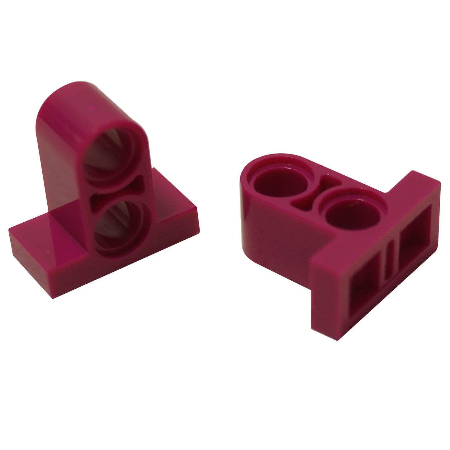Magenta technic pin connector plate 1x2x1 2/3 with double top holes

