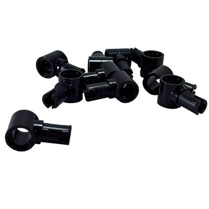 LEGO® Technic pin with friction ridges lengthwise and pin hole 15100 in black, used for secure Technic connections
