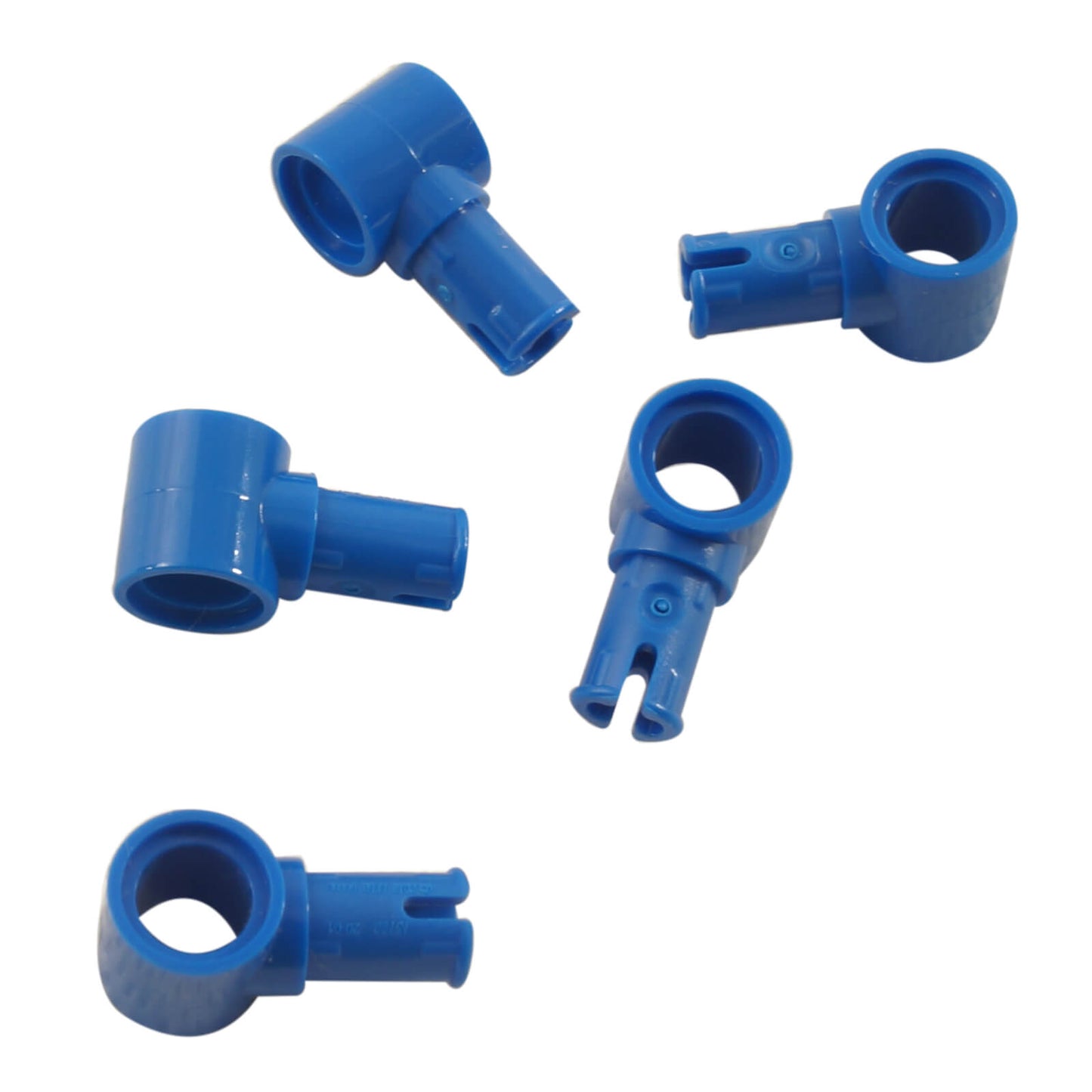 LEGO® Technic pin with friction ridges lengthwise and pin hole 15100 in blue, used for secure Technic connections
