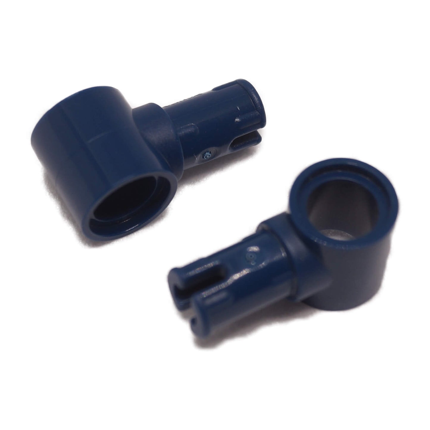 LEGO® Technic pin with friction ridges lengthwise and pin hole 15100 in dark blue, used for secure Technic connections
