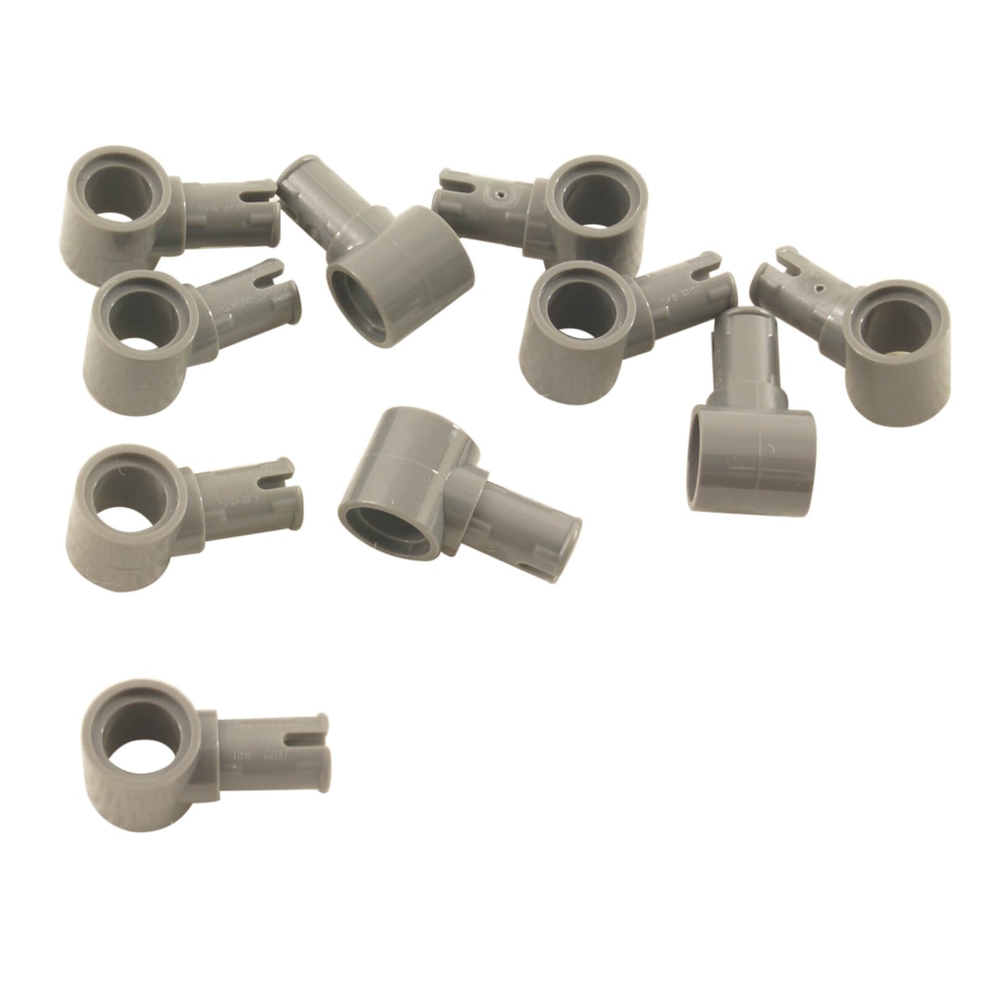 LEGO® Technic pin with friction ridges lengthwise and pin hole 15100 in light bluish gray, used for secure Technic connections

