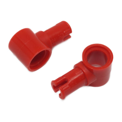 LEGO® Technic pin with friction ridges lengthwise and pin hole 15100 in red, used for secure Technic connections
