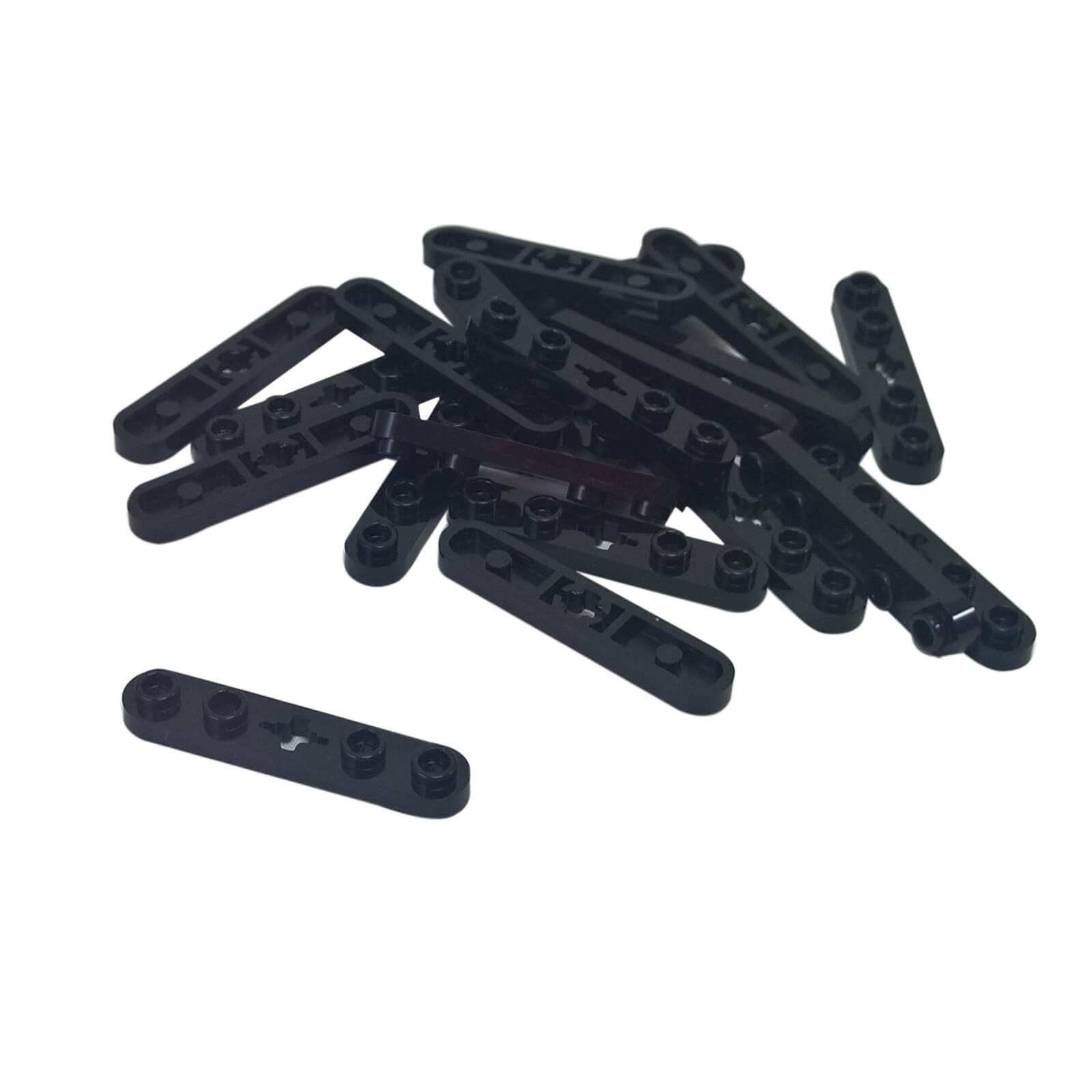 technic plate 1 x 5 smooth ends 4 studs center axle hole black building part
