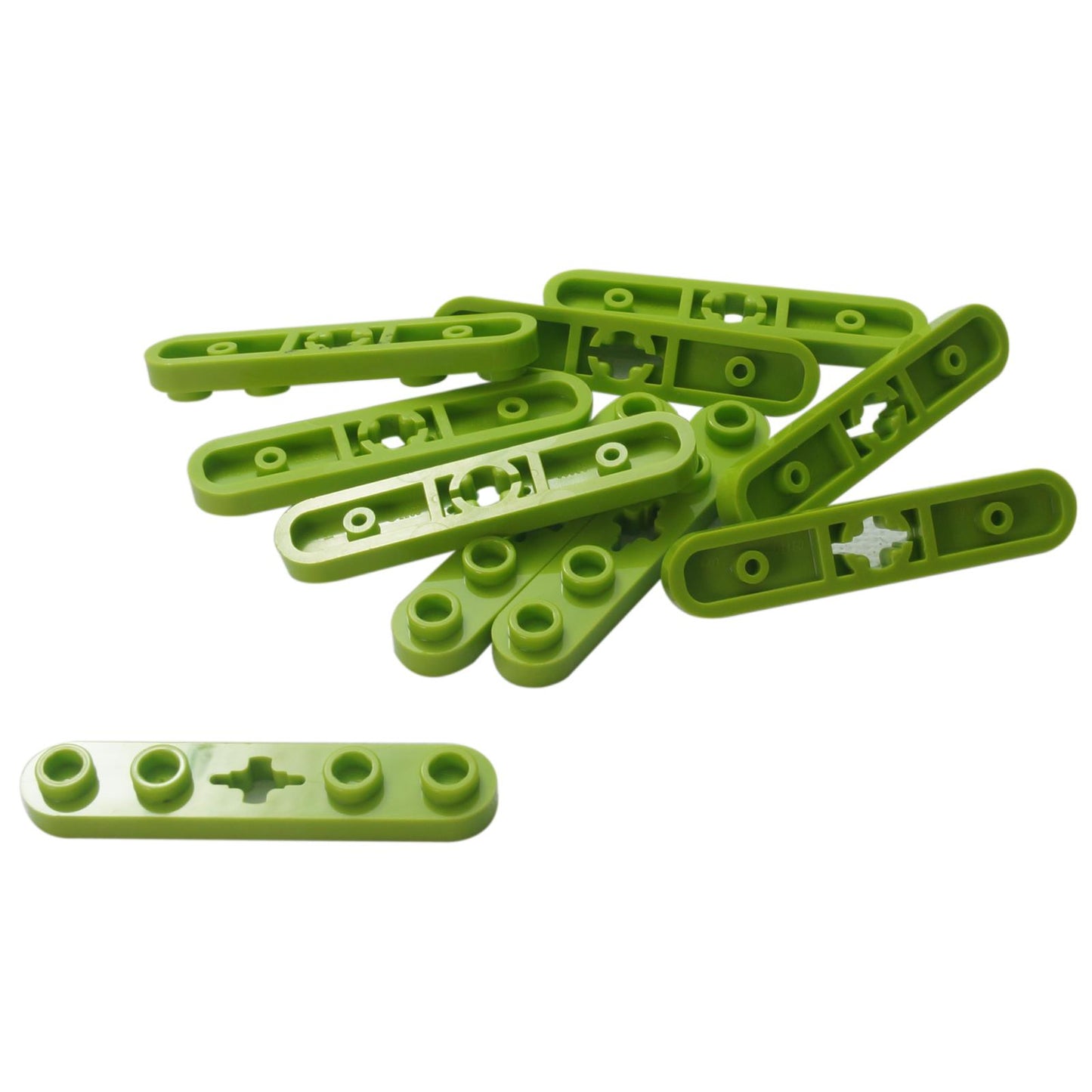 technic plate 1 x 5 smooth ends 4 studs center axle hole lime building part

