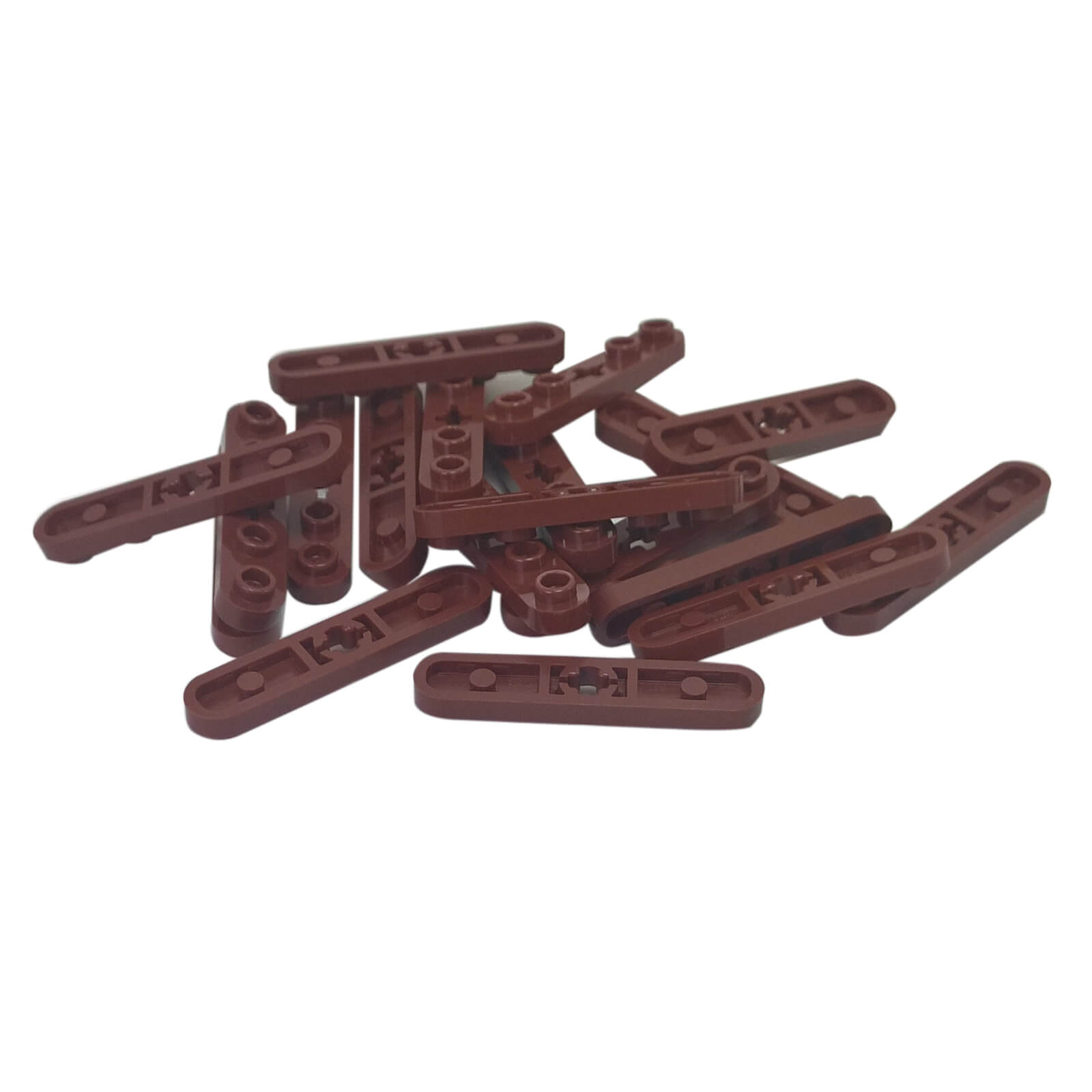 technic plate 1 x 5 smooth ends 4 studs center axle hole reddish brown part
