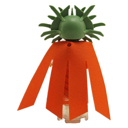 The Lady of Pain minifigure coldnd10 back view with spiked green headdress and flowing bright orange split cape