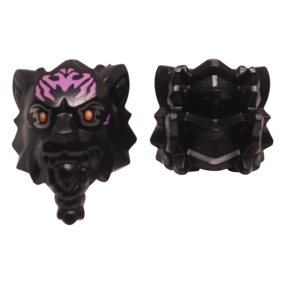 LEGO tiger head with braided beard dark pink markings and orange eyes 4055pb01