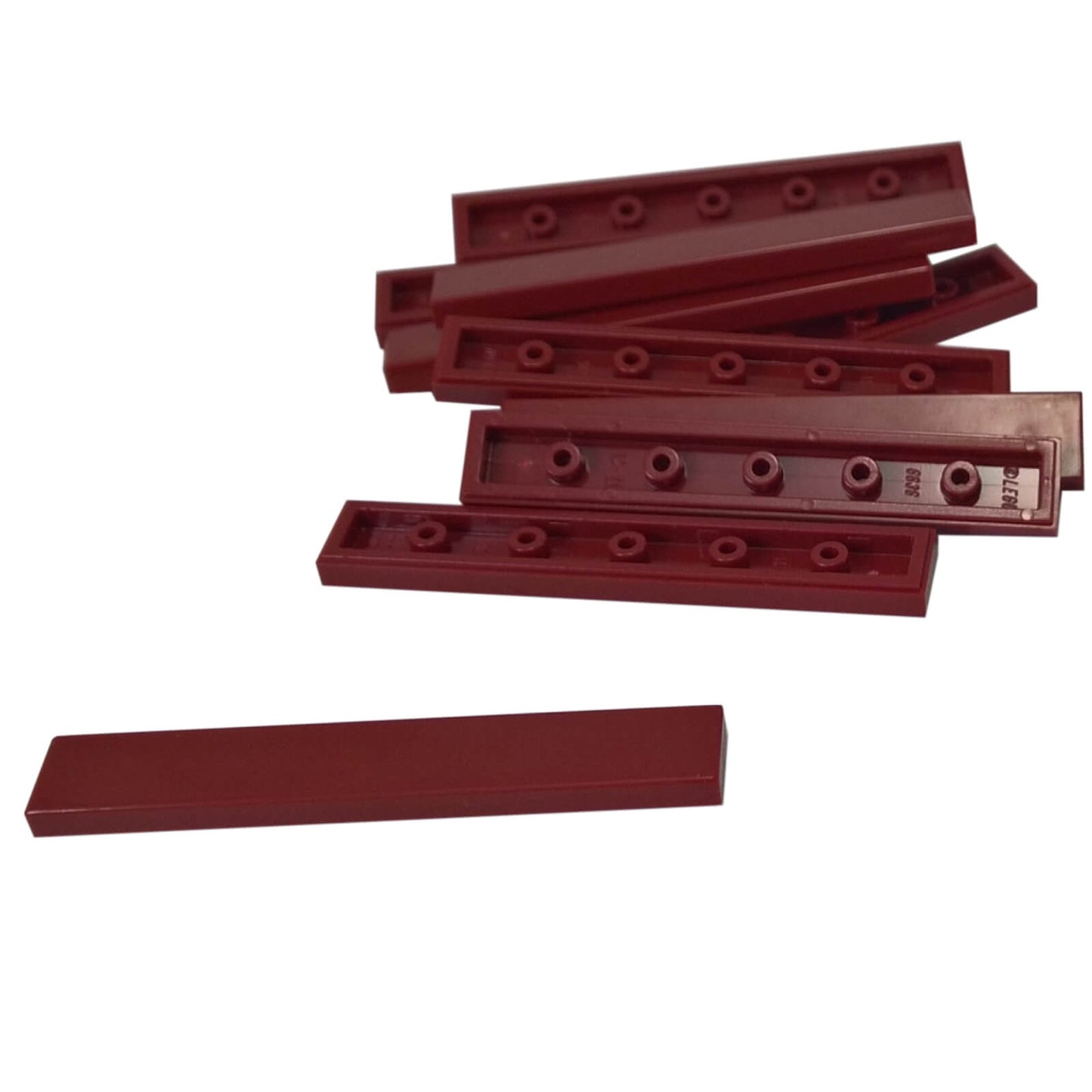 LEGO® tile 1 x 6 6636 in dark red, smooth flat tile for clean surfaces and detailing
