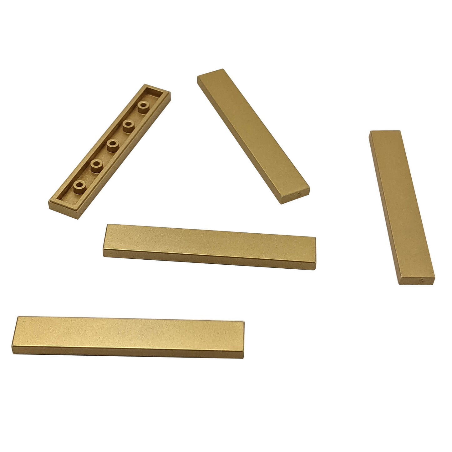 LEGO® tile 1 x 6 6636 in metallic gold, smooth flat tile for decorative surfaces and detailing
