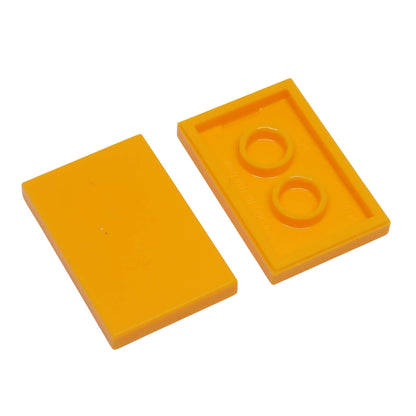 Bright light orange LEGO® tile 2x3 part 26603 smooth flat surface without studs close-up view