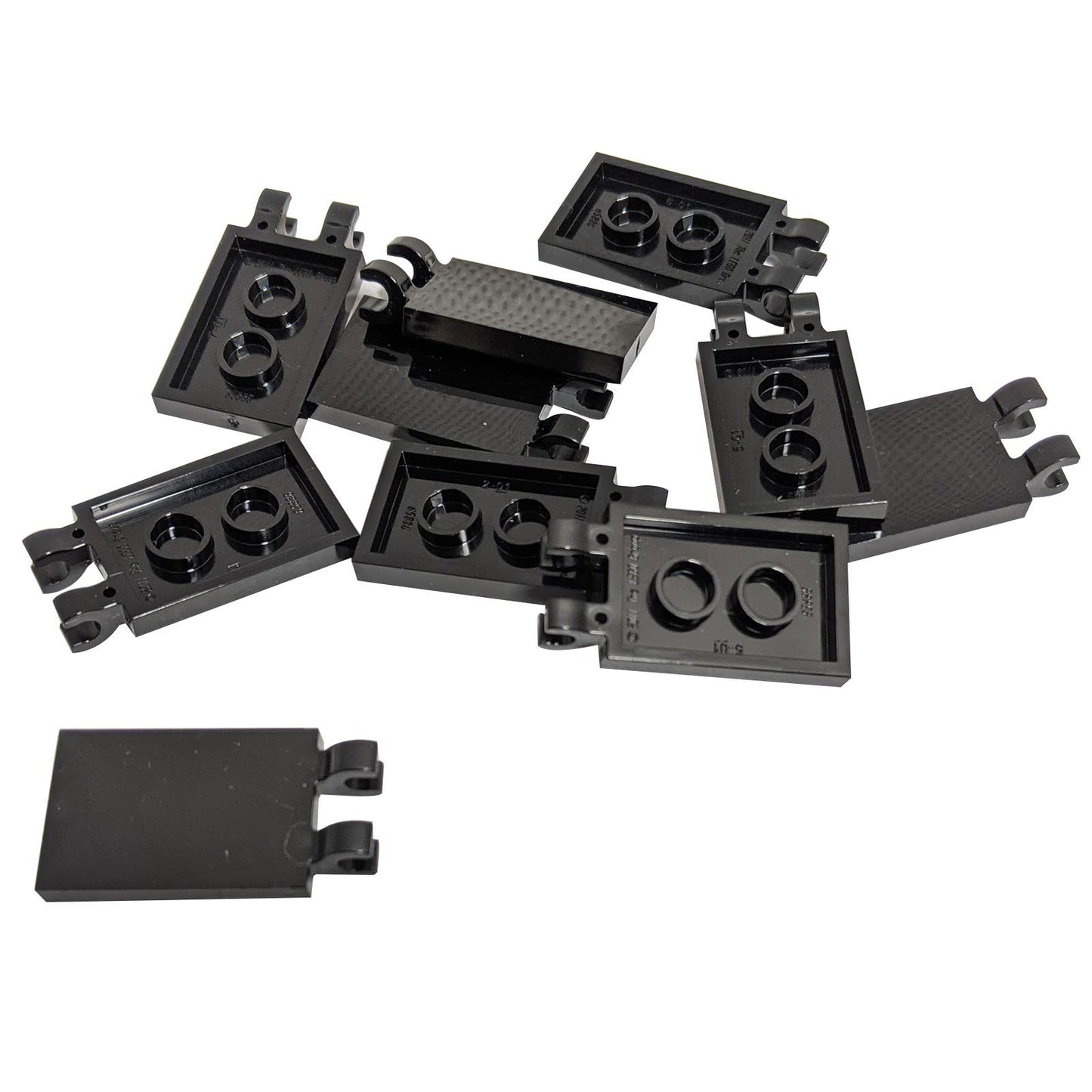 LEGO® tile modified 2 x 3 with 2 thick open O clips in black