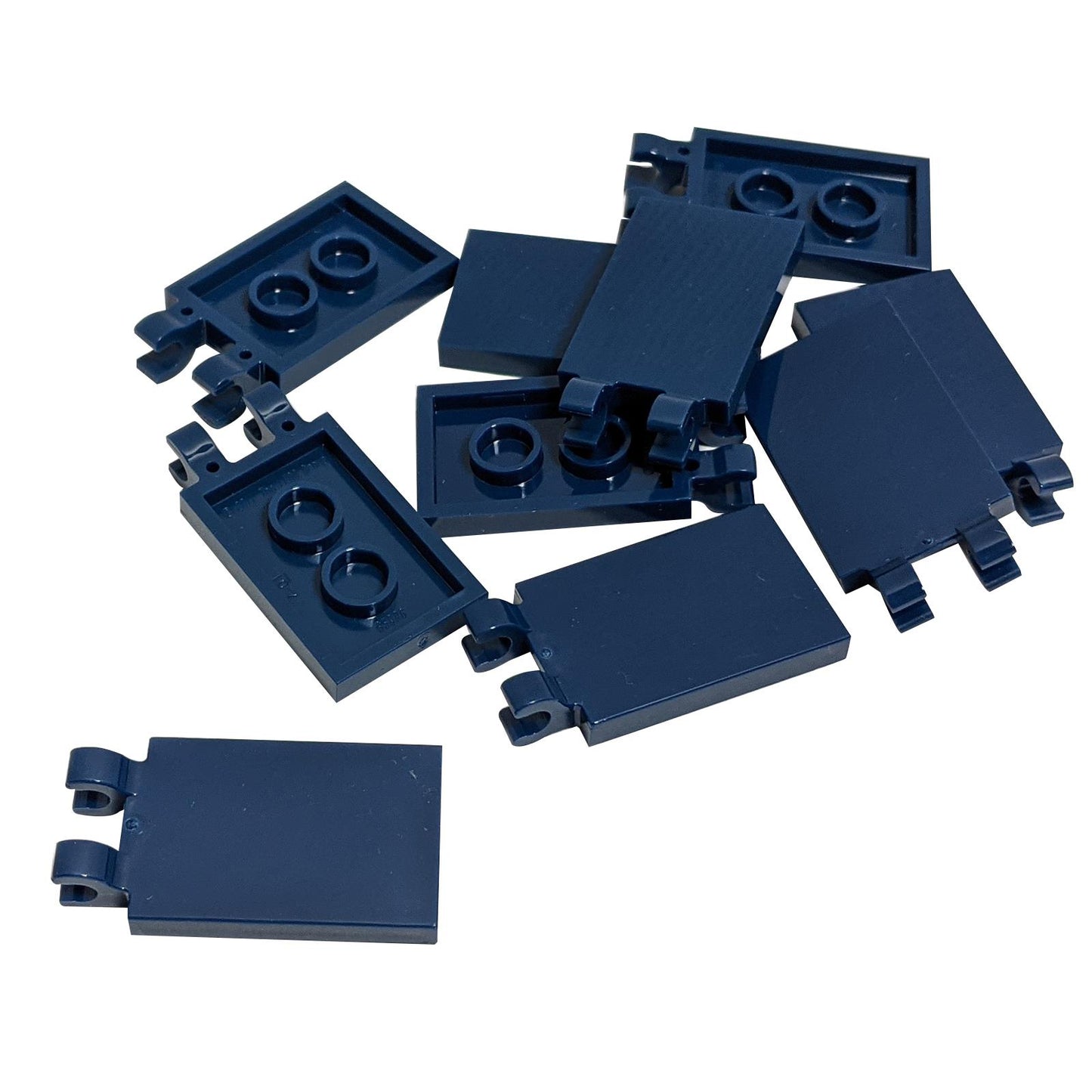 LEGO® tile modified 2 x 3 with 2 thick open O clips in dark blue