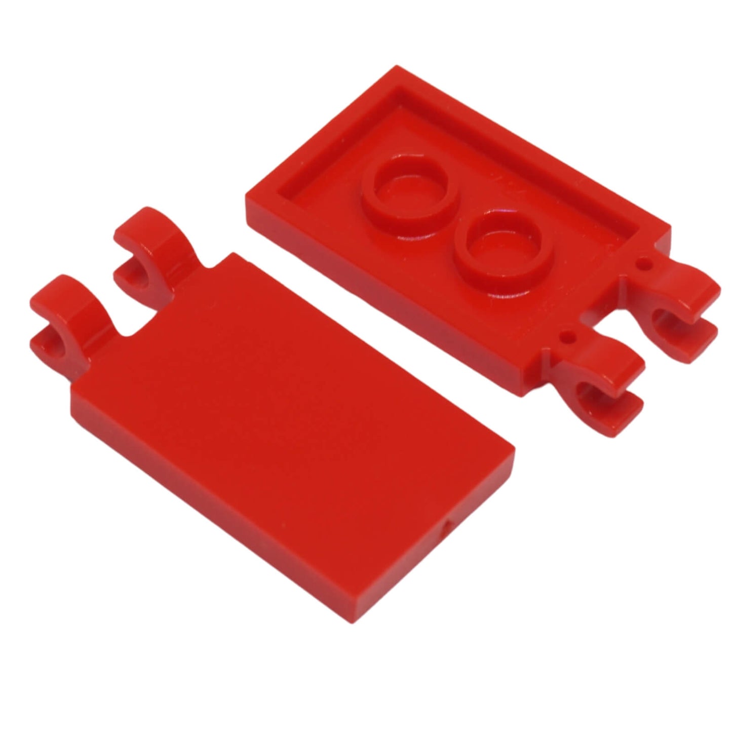 tile modified 2 x 3 with 2 thick open O clips red building part accessory piece
