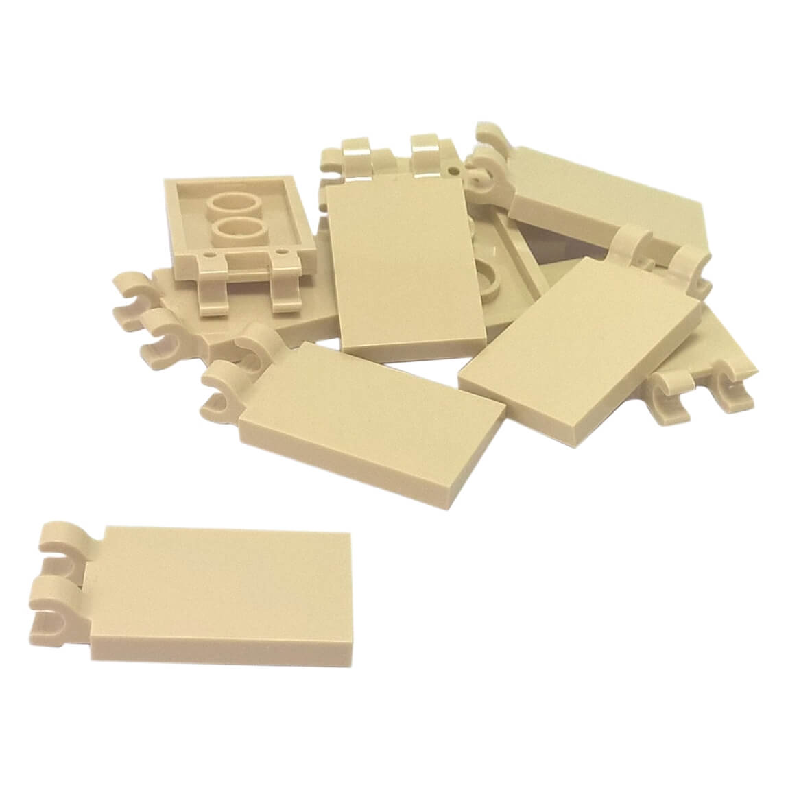 LEGO® tile modified 2 x 3 with 2 thick open O clips in tan