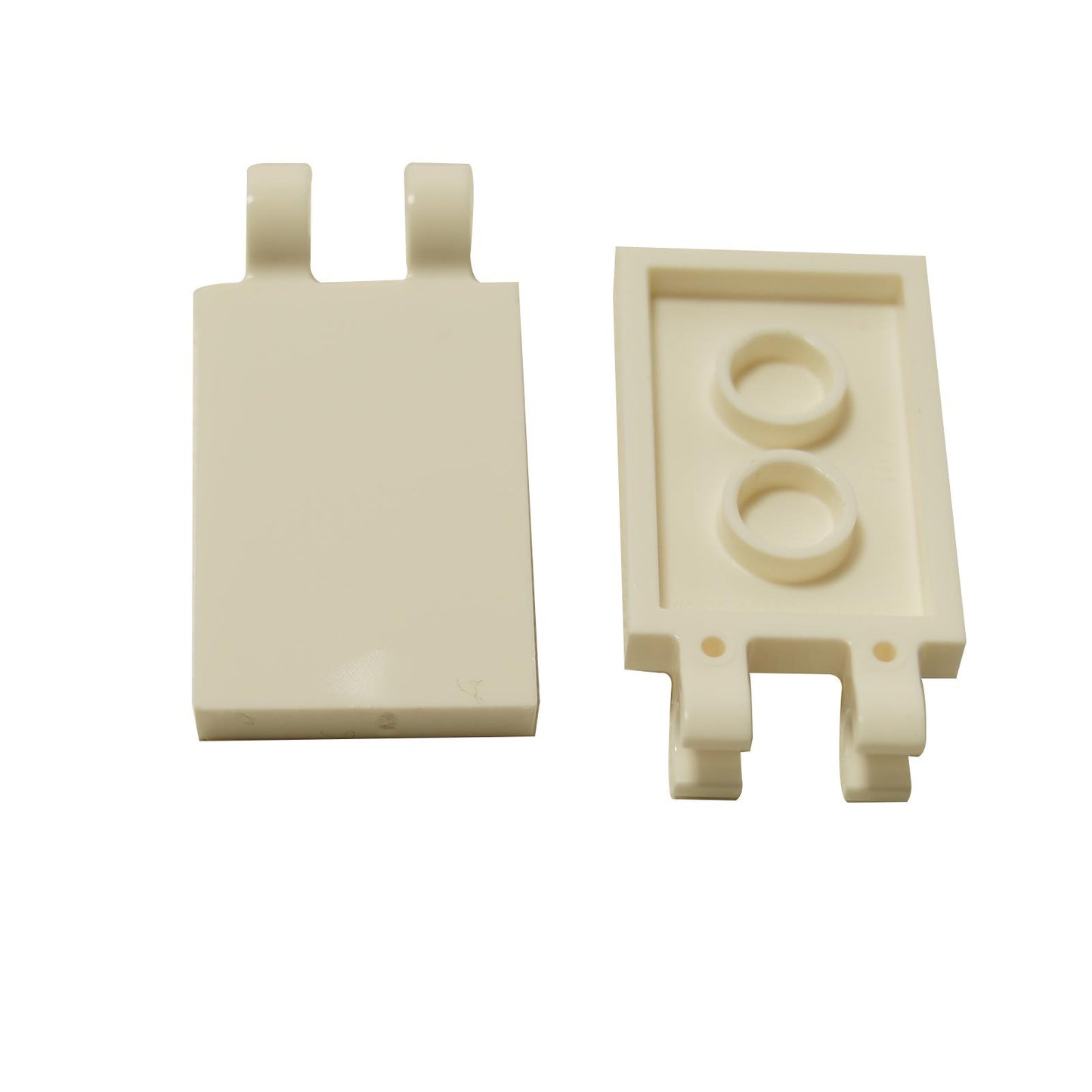 LEGO® tile modified 2 x 3 with 2 thick open O clips in white
