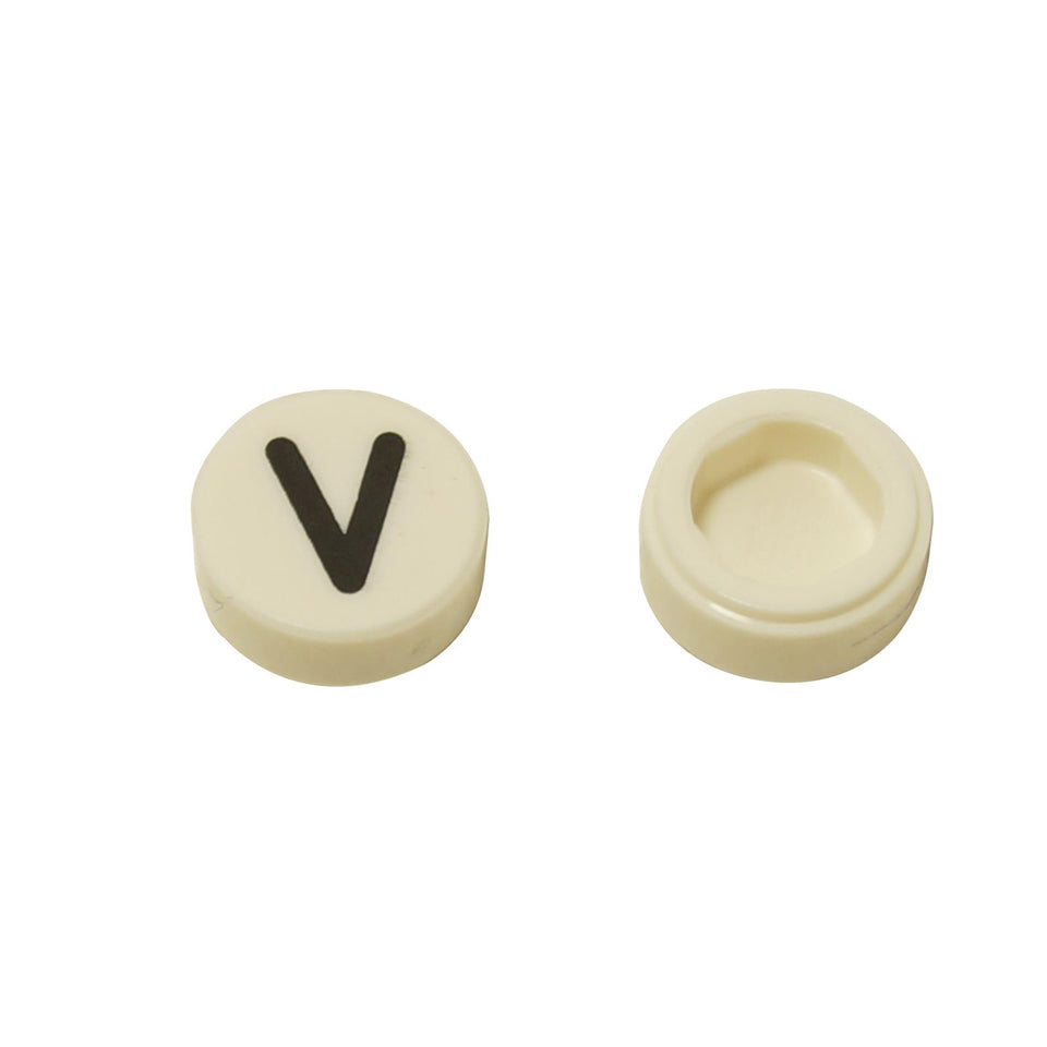 LEGO® Tile Round 1 x 1 – White with Black "V" / Eye Shut / Thin Symbol Print