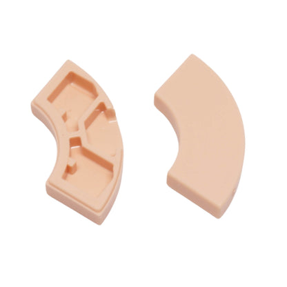 Light nougat LEGO® round corner macaroni tile 2x2 part 27925 curved smooth surface close-up view