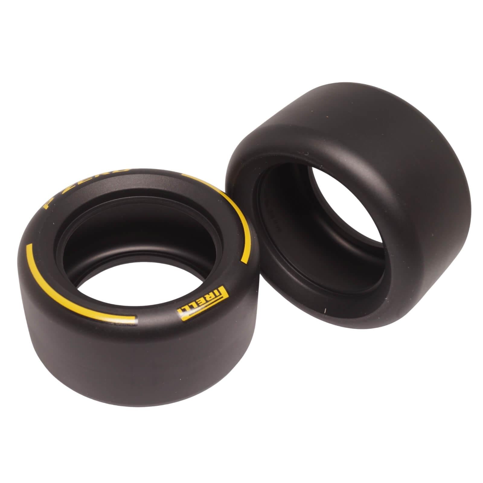 Pneumatika LEGO Technic 81,6 mm x 44 mm hladká se žlutým vzorem na boku Pirelli a P Zero (díl 4410pb02).