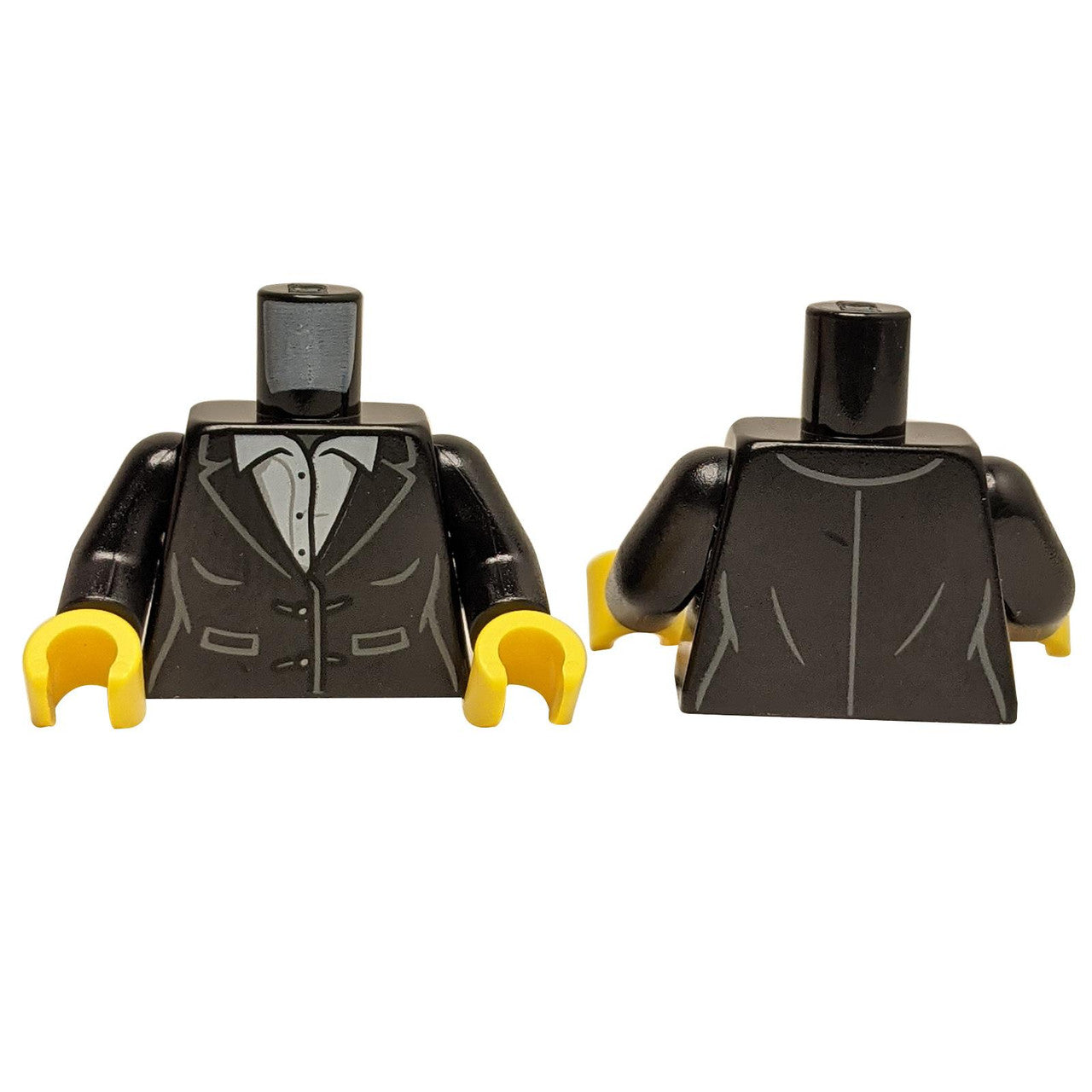 LEGO® minifigure torso black suit white shirt front and back view