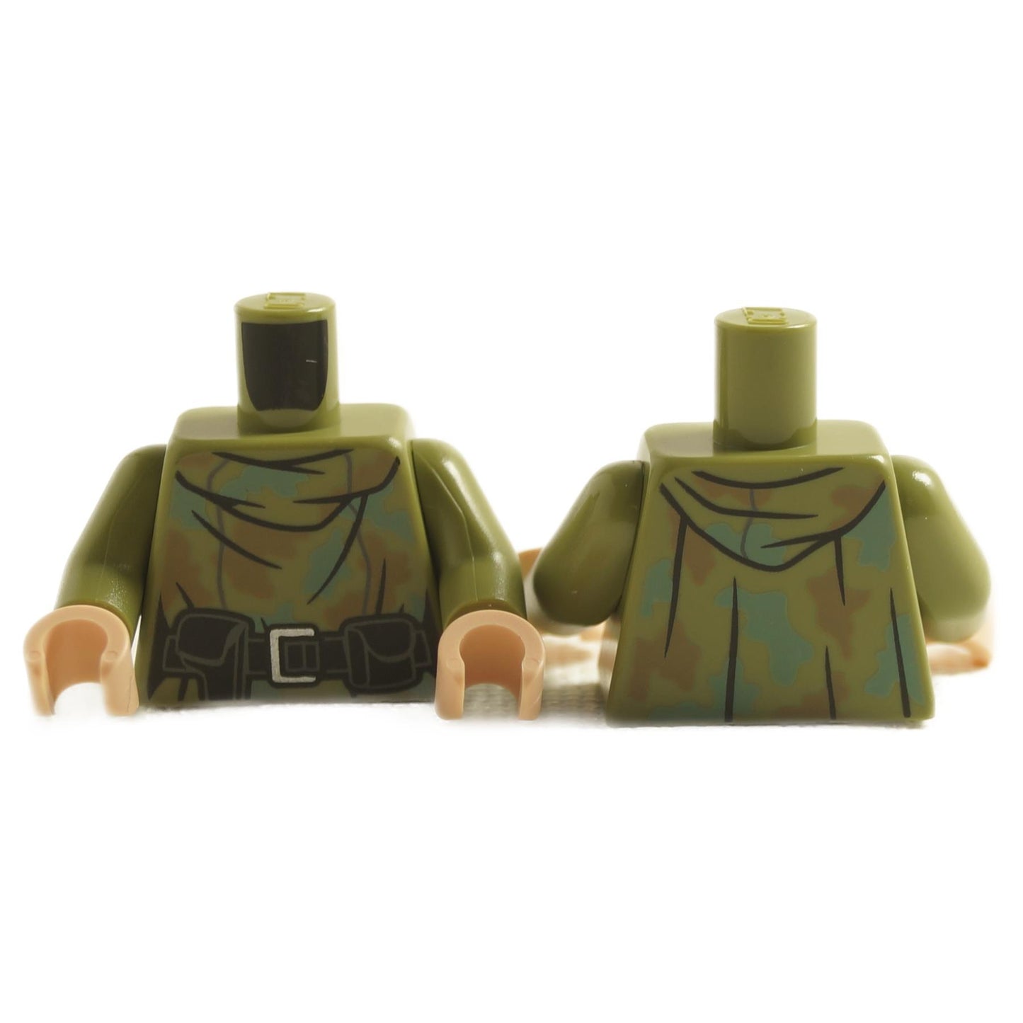 LEGO female hooded shirt torso with camouflage pattern and a tactical belt.