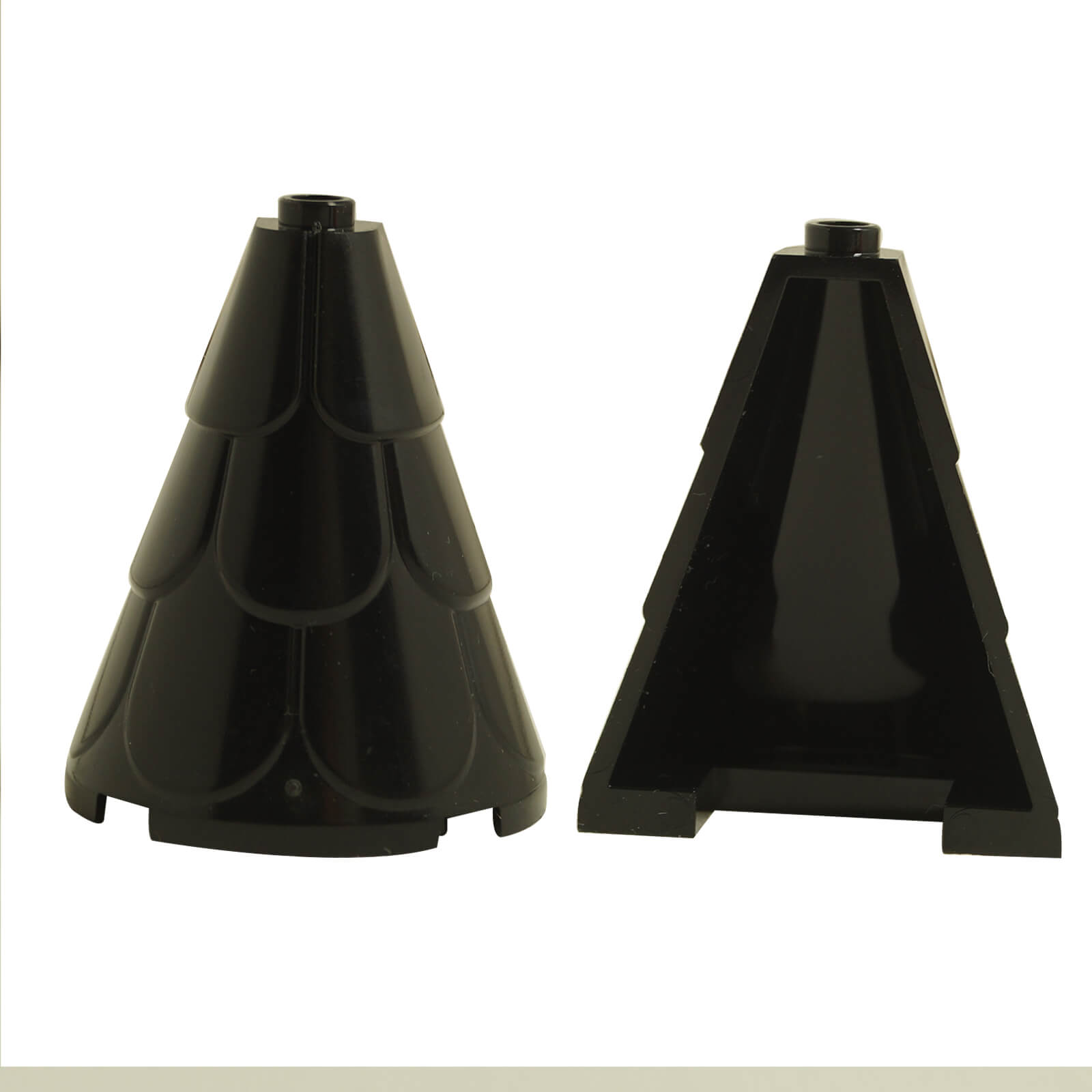LEGO tower roof 2 x 4 x 4 half cone shaped piece with roof tile texture in black part 35563