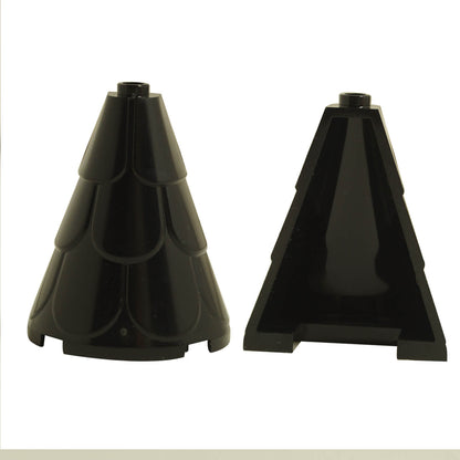 LEGO tower roof 2 x 4 x 4 half cone shaped piece with roof tile texture in black part 35563