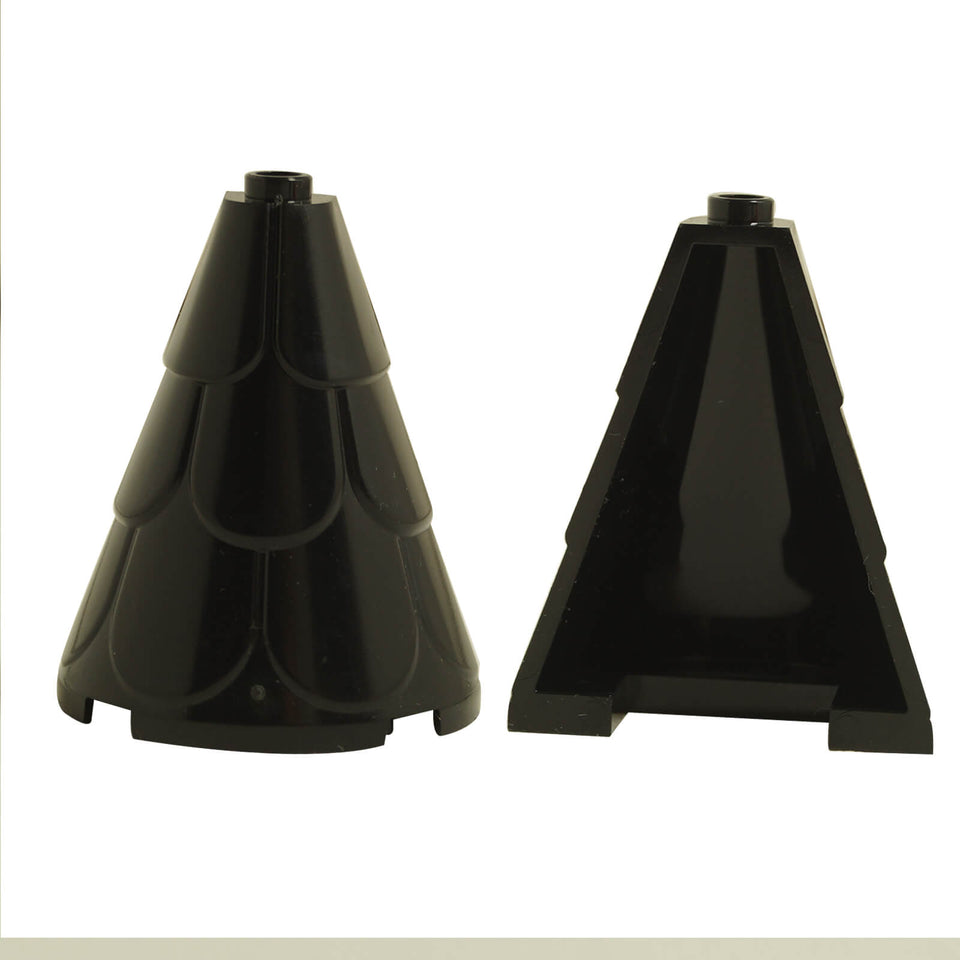 LEGO tower roof 2 x 4 x 4 half cone shaped piece with roof tile texture in black part 35563