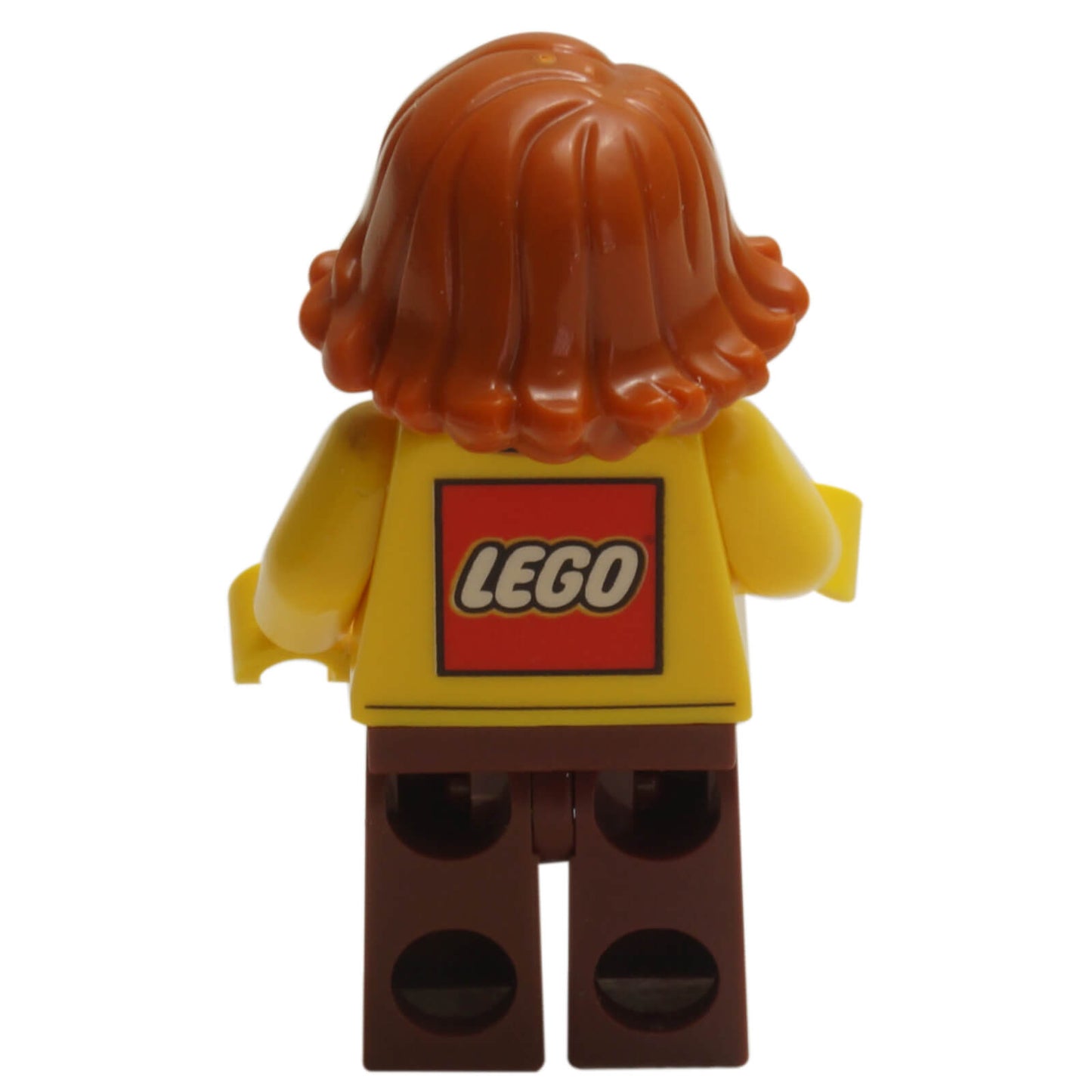 Toy Store Employee LEGO City minifigure twn381 glasses red hair, back profile