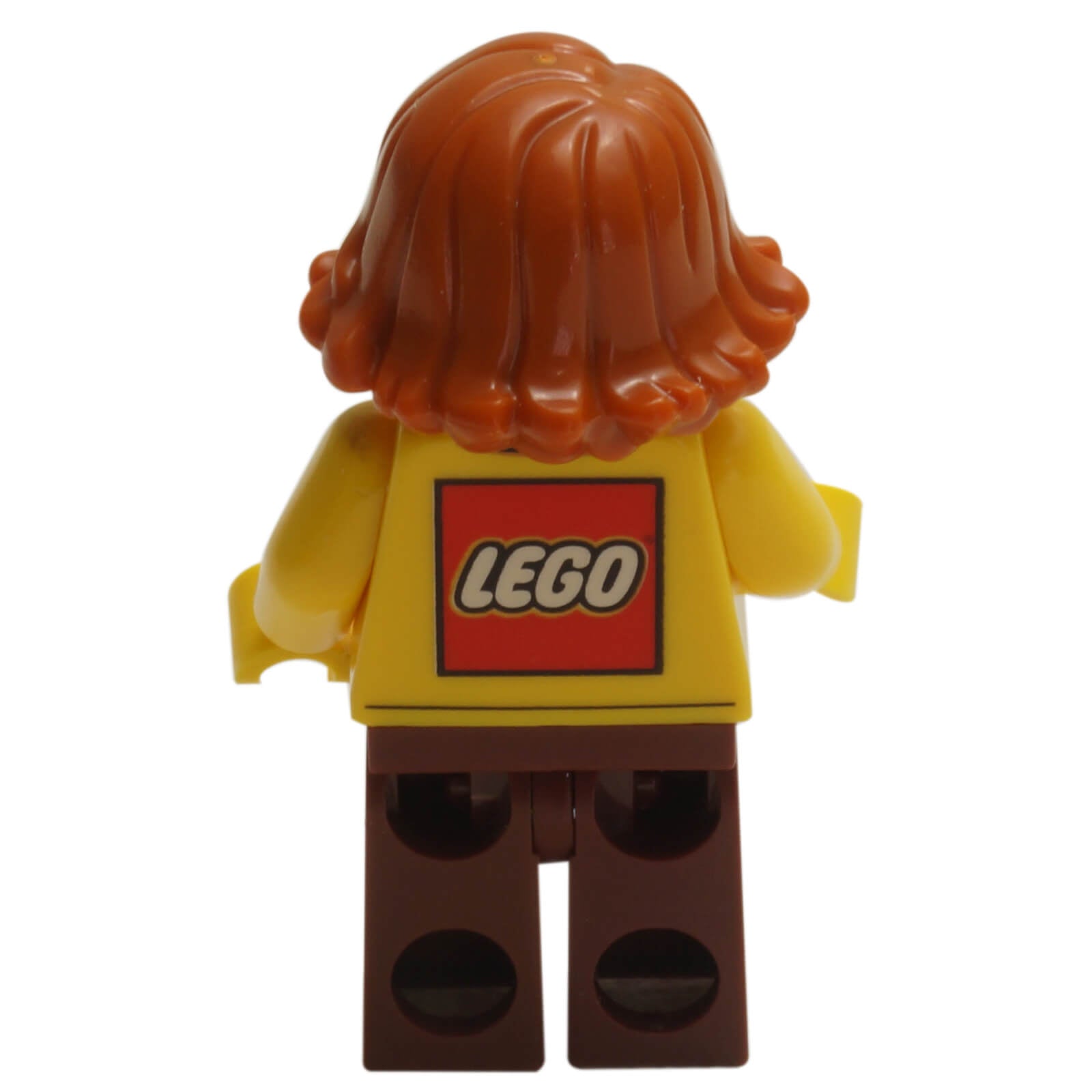 Toy Store Employee LEGO City minifigure twn381 glasses red hair, back profile