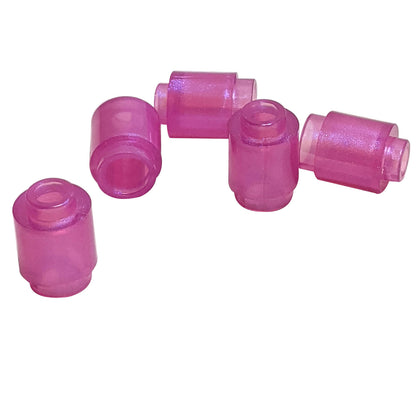 Trans dark pink round 1 x 1 brick part 3062 with cylindrical shape for LEGO® transparent builds
