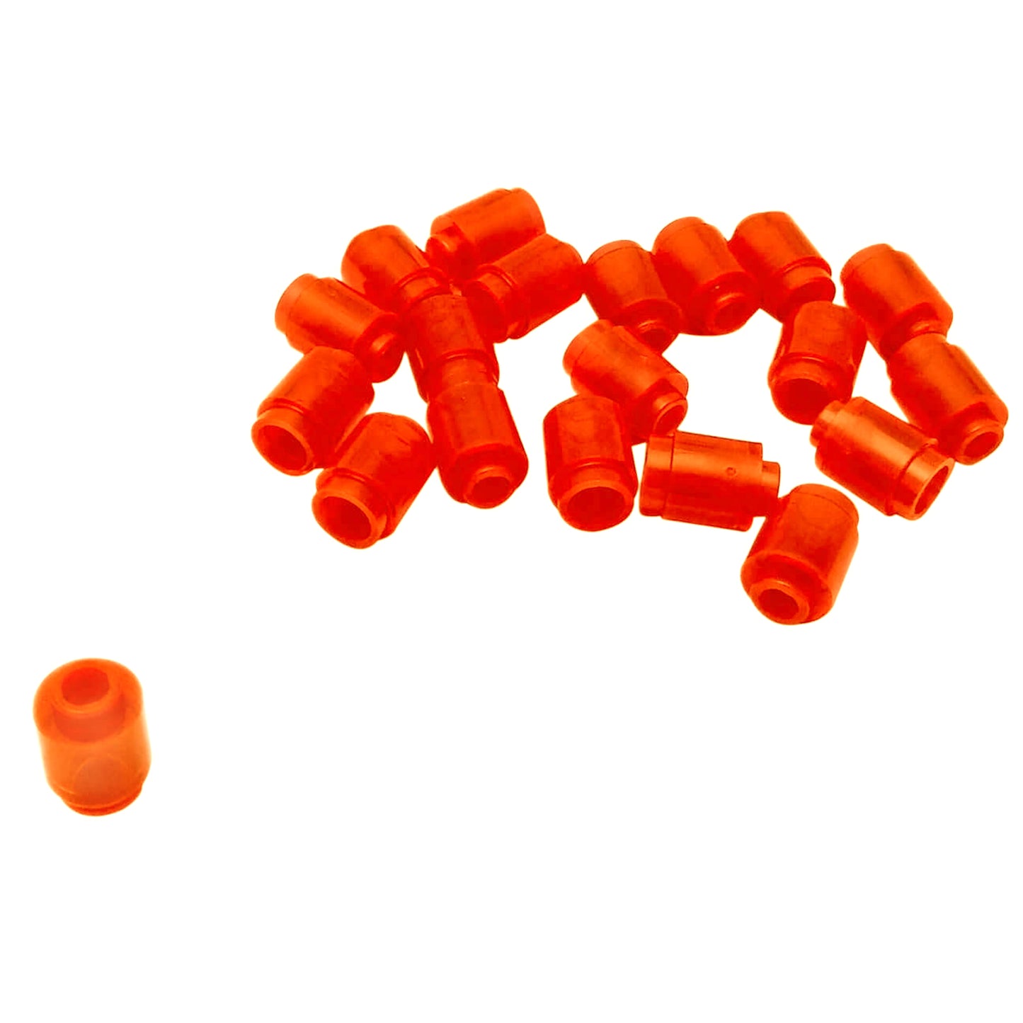 Trans neon orange round 1 x 1 brick part 3062 with cylindrical shape for LEGO® transparent builds
