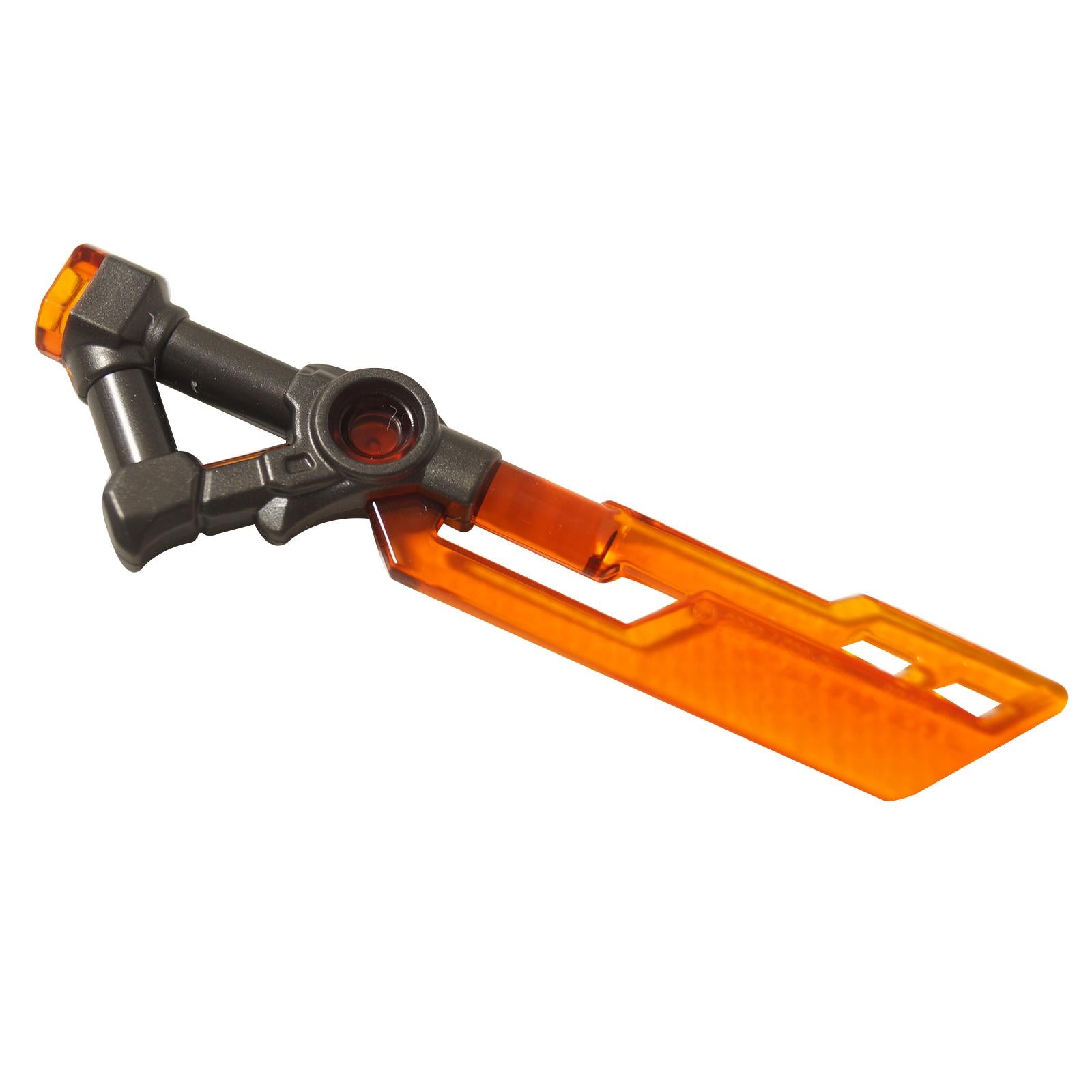 Trans orange sci-fi sword blade with dark gray hilt and angular futuristic design
