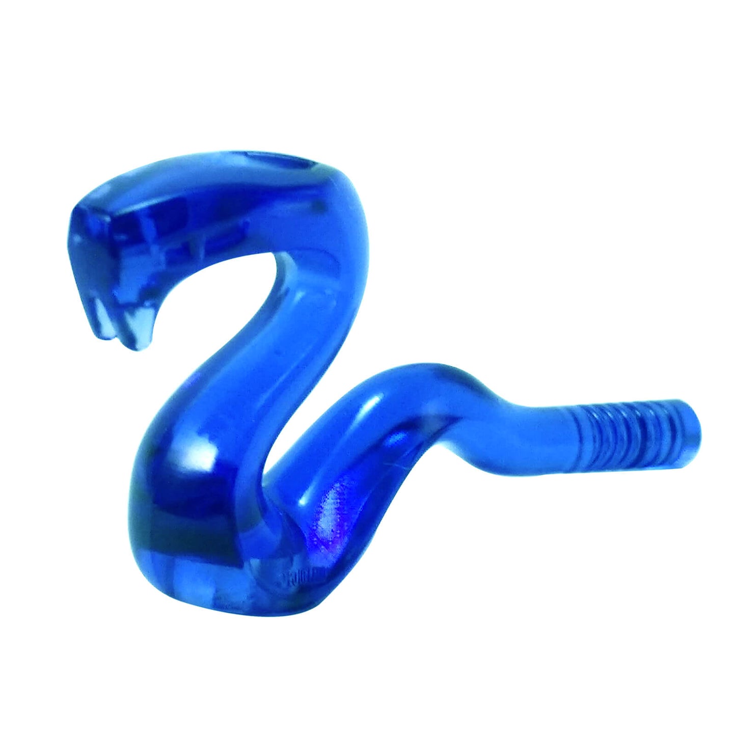 Translucent dark blue LEGO® raised snake minifigure accessory with curved body and upright pose
