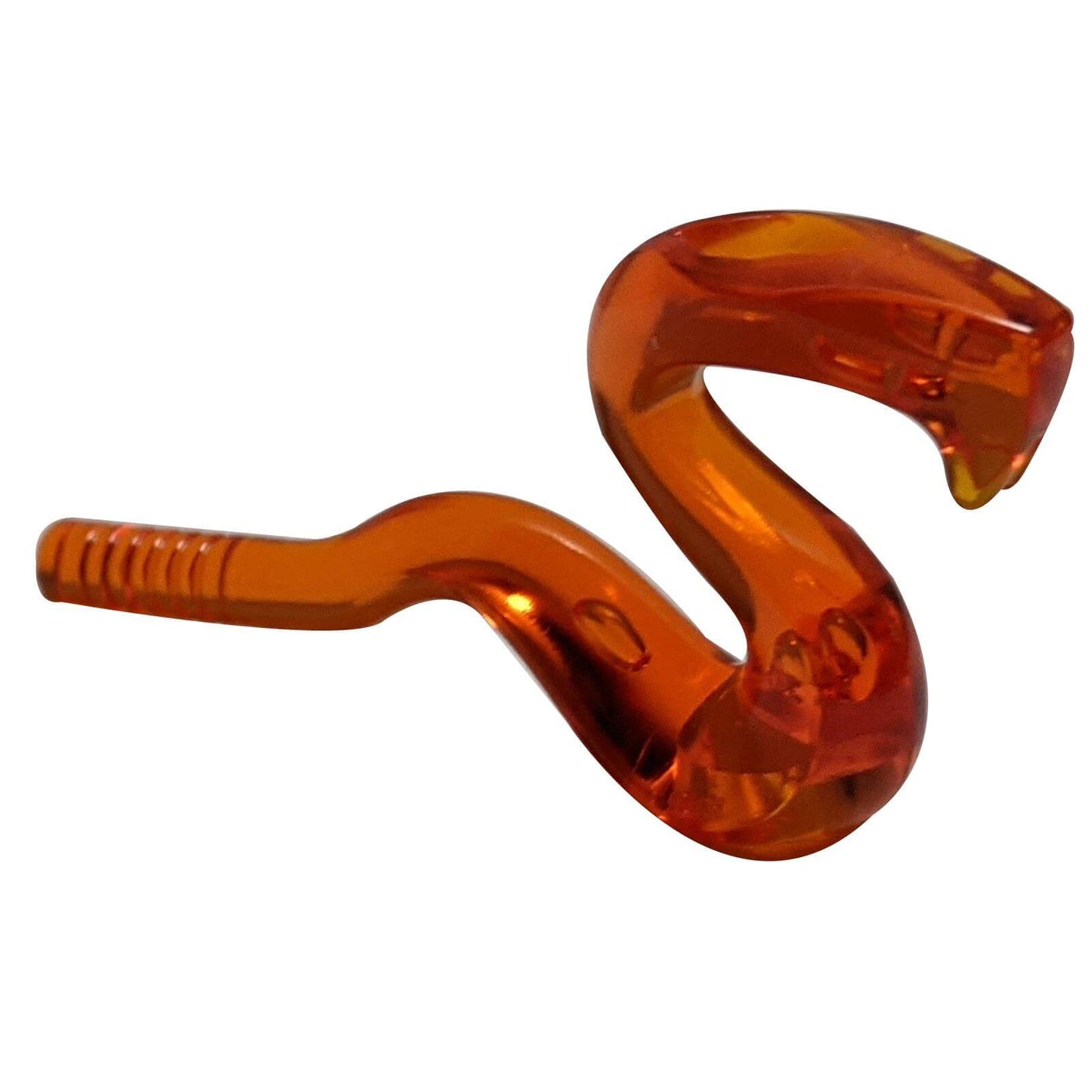 Translucent orange LEGO® raised snake minifigure accessory with curved body and upright pose
