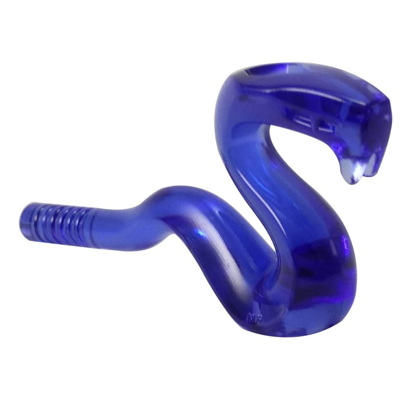 Translucent purple LEGO® raised snake minifigure accessory with curved body and upright pose
