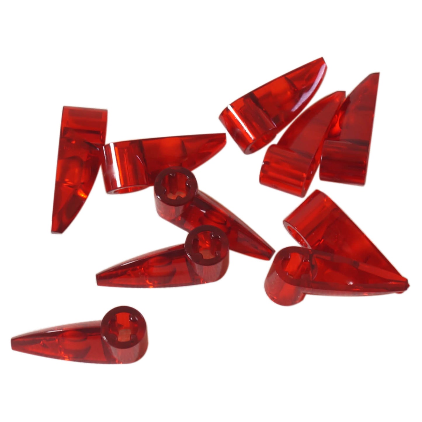 Merah lut sinar LEGO® Elemen gigi Bionicle 1 x 3 dengan lubang aci untuk pembinaan Technic dan makhluk

