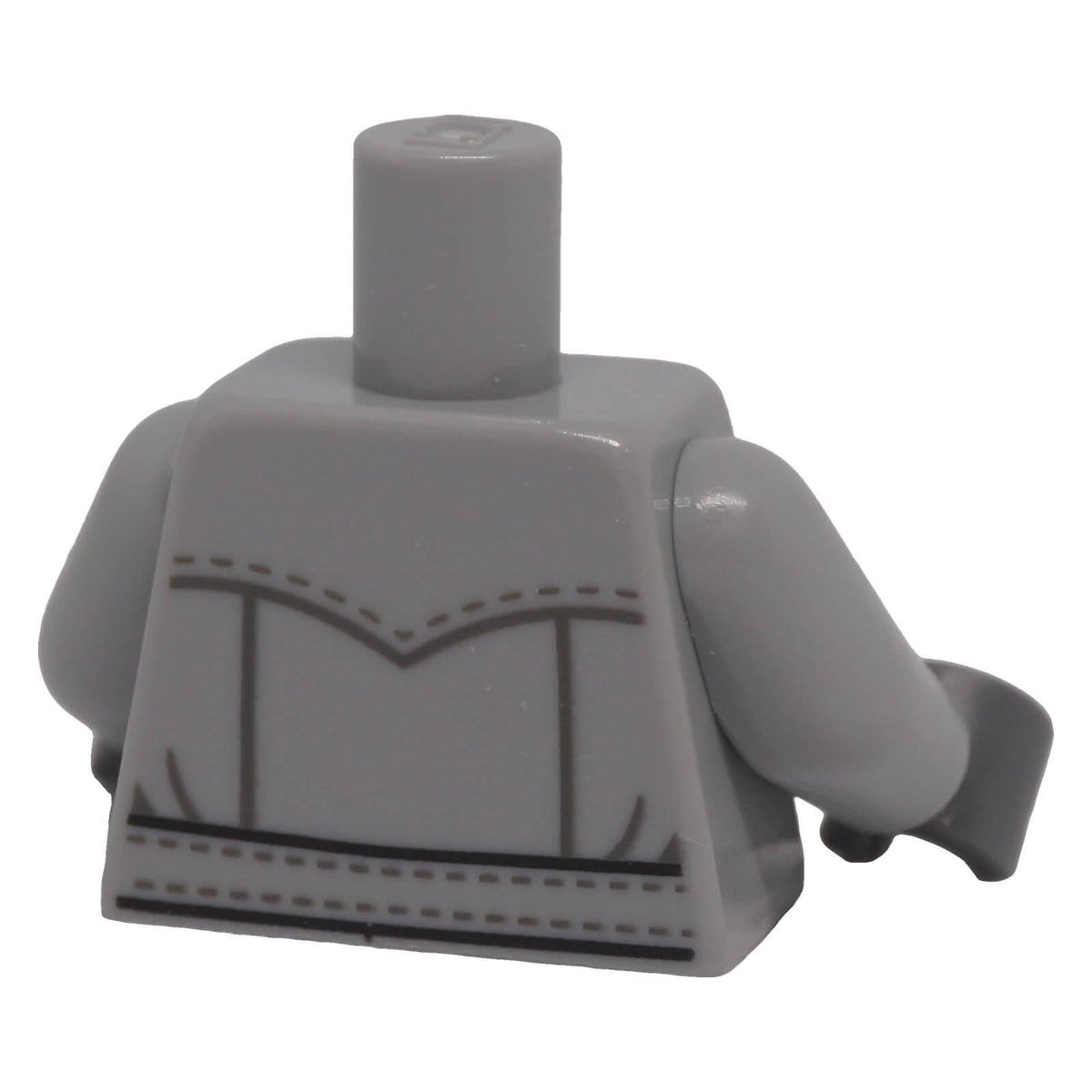 LEGO light bluish gray trench coat torso 973pb5489c01 back with seam, stitching and belt print