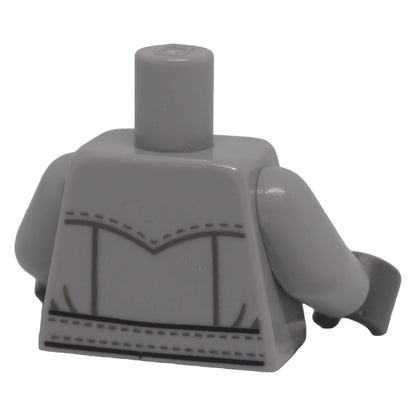 LEGO light bluish gray trench coat torso 973pb5489c01 back with seam, stitching and belt print