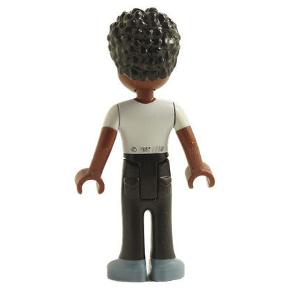 Back view of LEGO® Friends Trevor mini-doll frnd486 showing torso back printing and leg details
