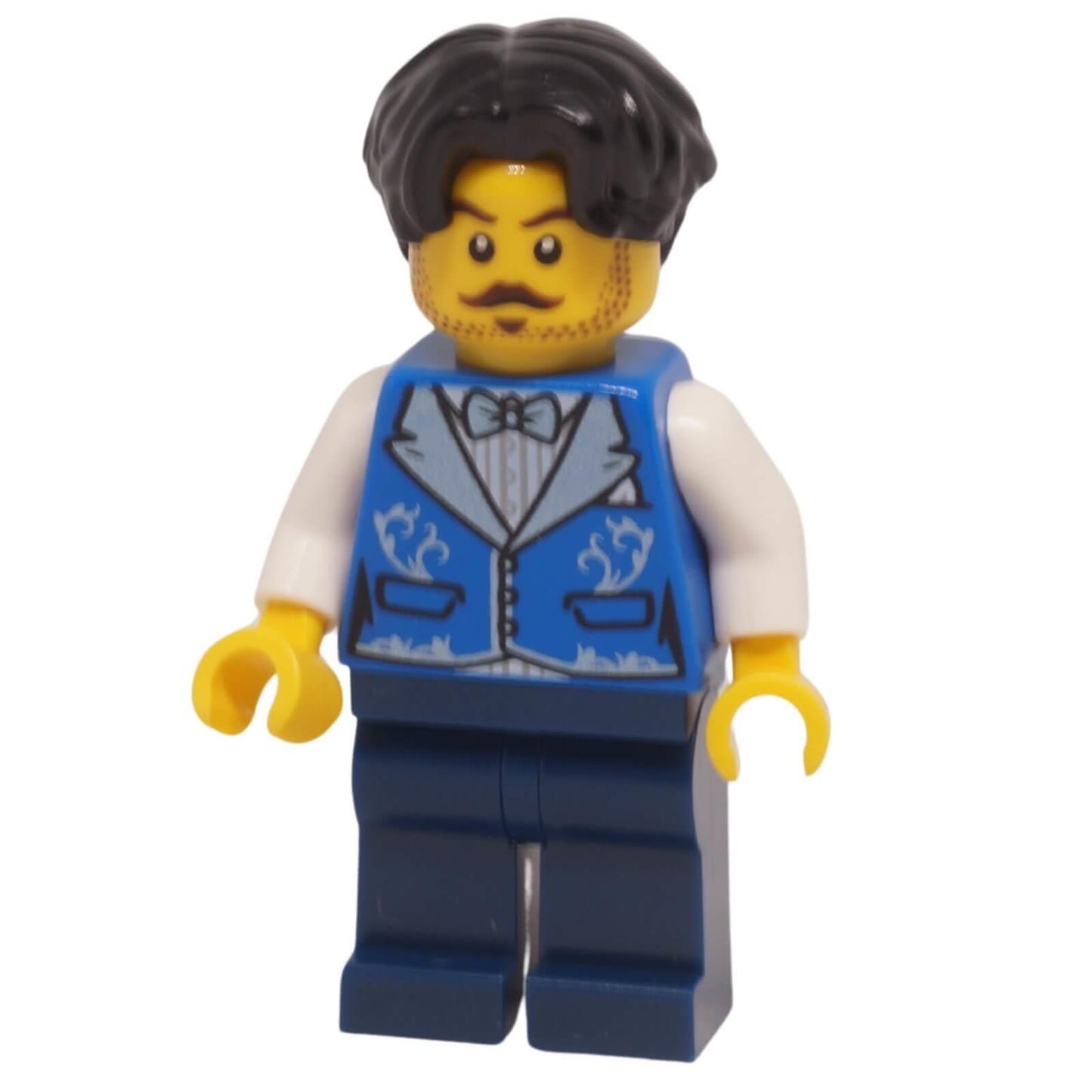 LEGO Vampire Castle Visitor Minifigure bdp241 with blue waistcoat and black hair 