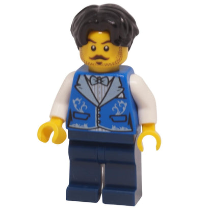 LEGO Vampire Castle Visitor Minifigure bdp241 with blue waistcoat and black hair 