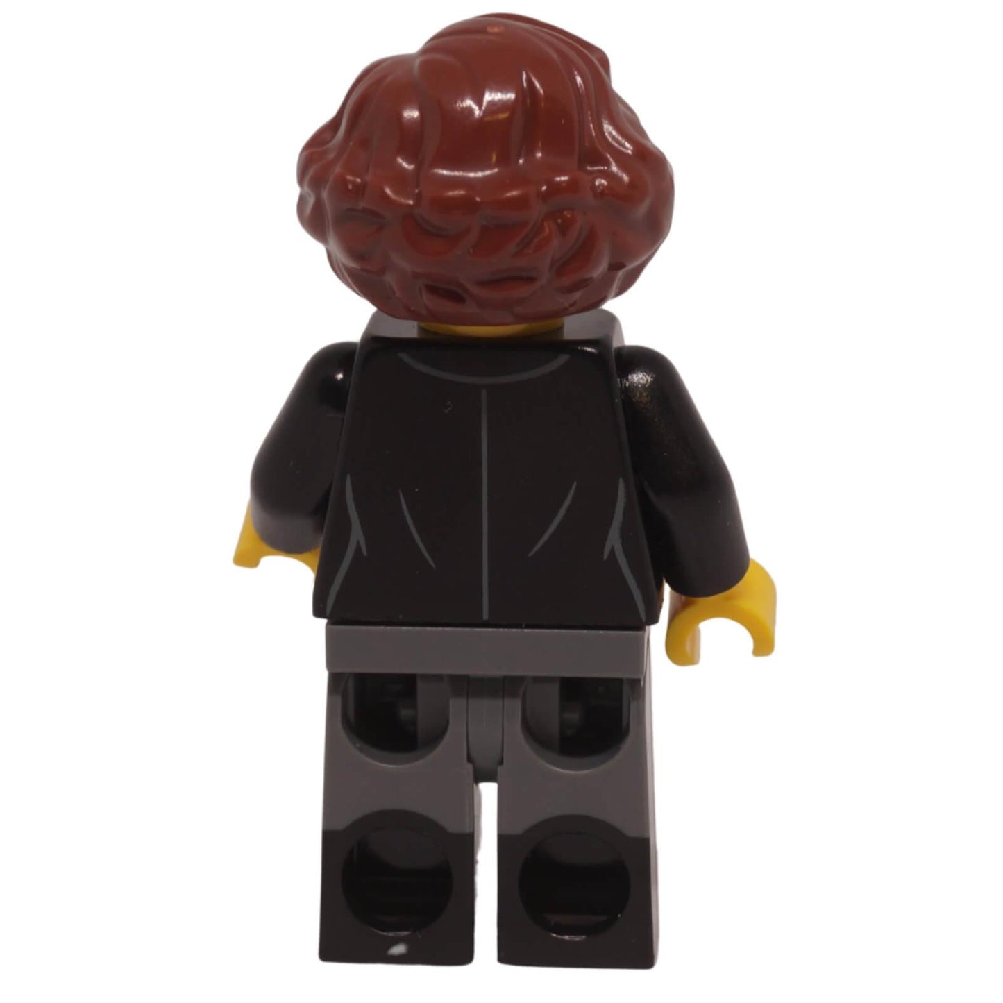 LEGO Vampire Castle Visitor Minifigure bdp234 with black suit jacket and reddish brown hair back view