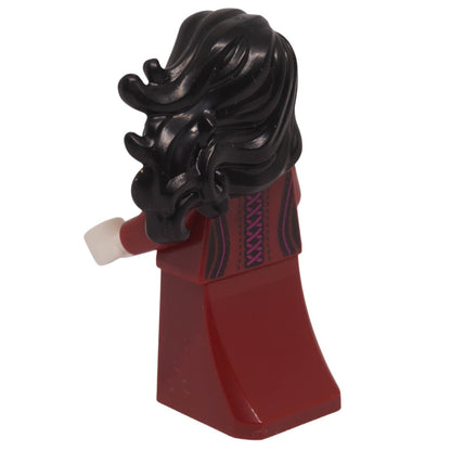 Vampire minifigure dark red dress back view black hair gown fantasy figure twn530
