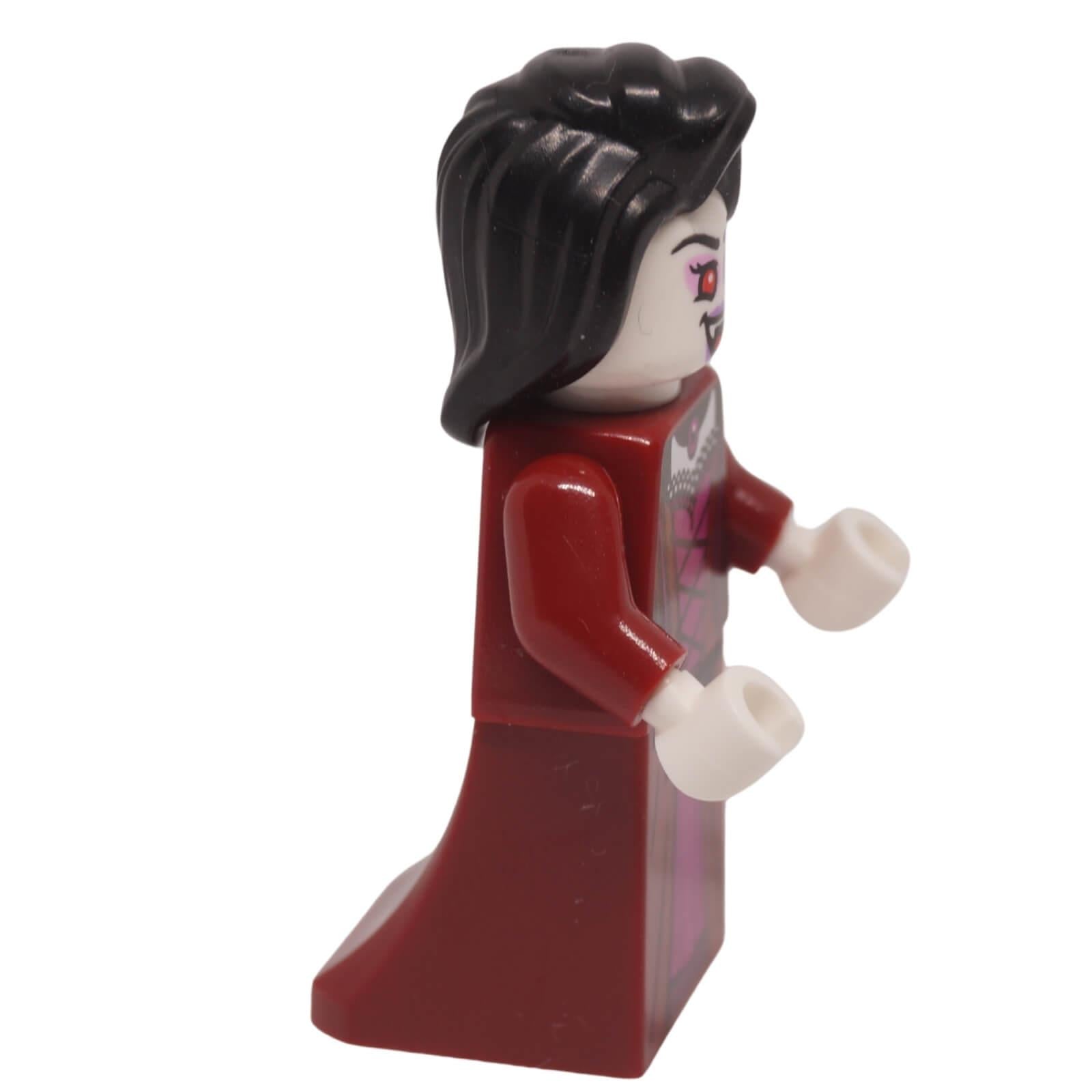 Vampire minifigure dark red dress side view black hair long gown fantasy figure twn530
