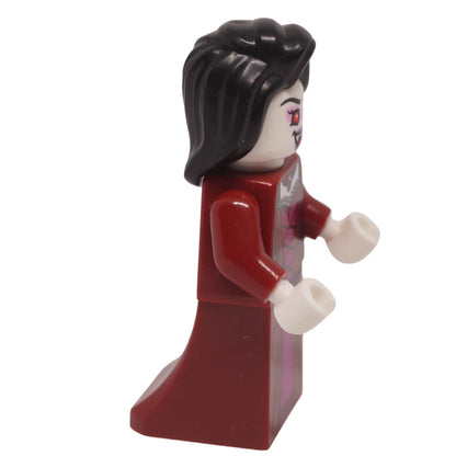 Vampire minifigure dark red dress side view black hair long gown fantasy figure twn530
