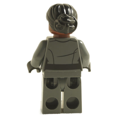 Rear view of Vice Admiral Sloane minifigure sw1250 in gray Imperial uniform with dark hair in bun
