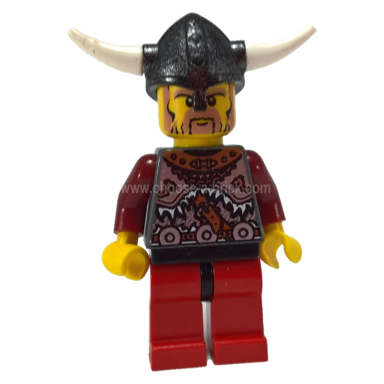 Pion d'échecs Viking Rouge - Cornes collées au casque